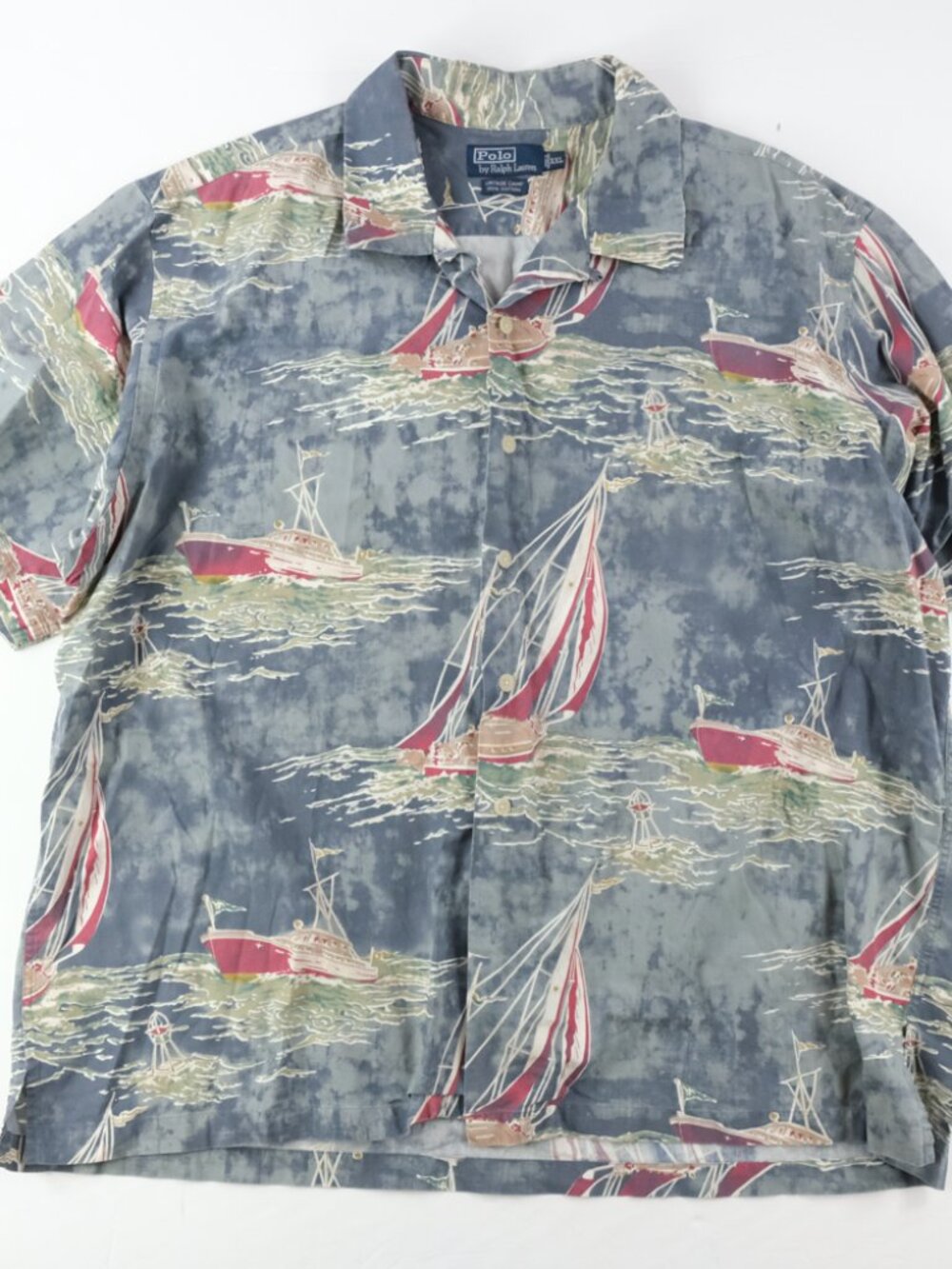 Vintage Polo Ralph Lauren Shirt Mens Size 2XL Hawaiian Camp Nautical Sailboat - Picture 1 of 5